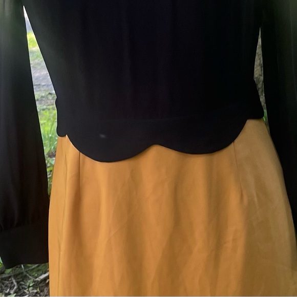 PINK MARTINI COLOR BLOCK DRESS WOMENS SMALL BLACK & MUSTARD YELLOW - Picture 4 of 9